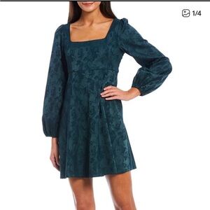 Sachin + Babi Dark Teal Jacquard Dress